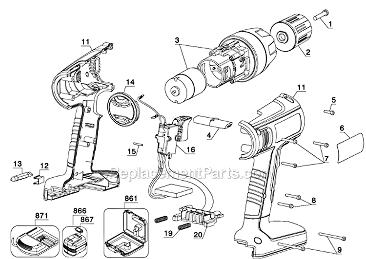 Page A Diagram and Parts List for FS14PS Type 1 Black and Decker Cordless Drill